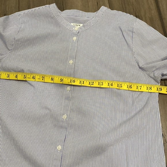 J crew striped button‎ up shirt collarless - Picture 7 of 8